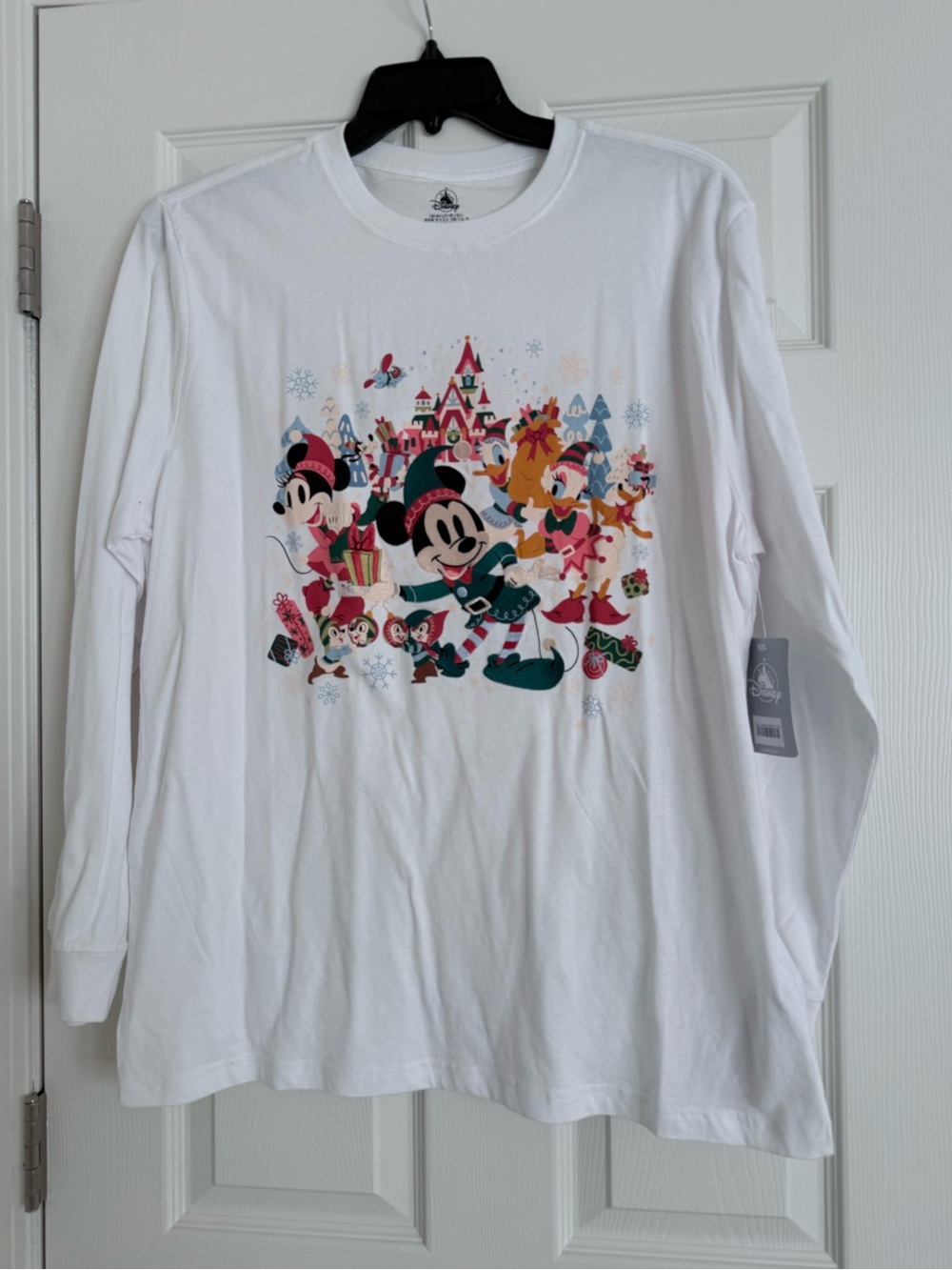 Disney White Long-Sleeve Mickey & Friends Holiday Graphic Tee
